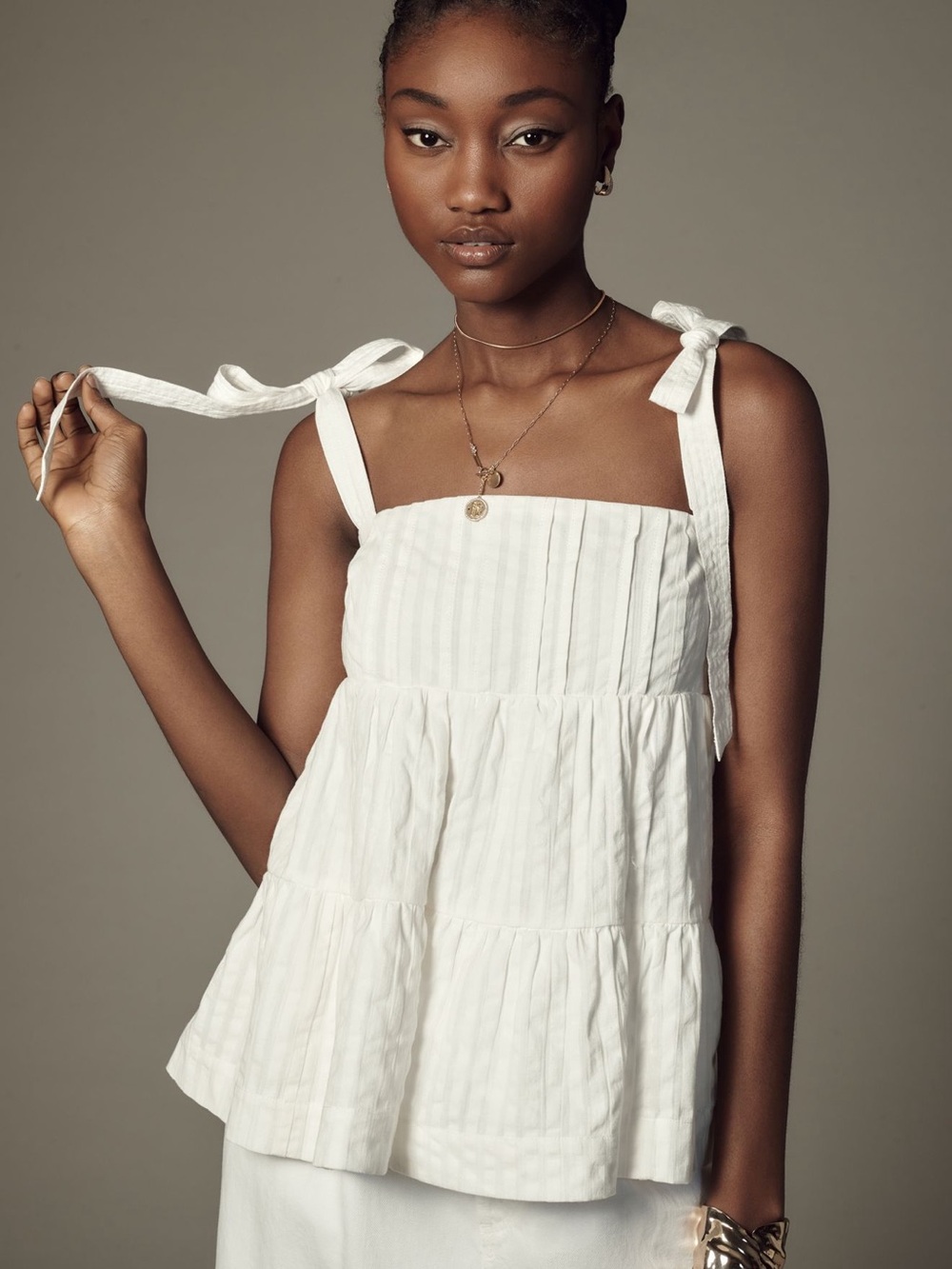 NWT Anthropology, baby doll tie shoulder top
